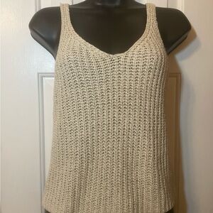 Moon & Madison Cream Ribbed Sleeveless Tank Top